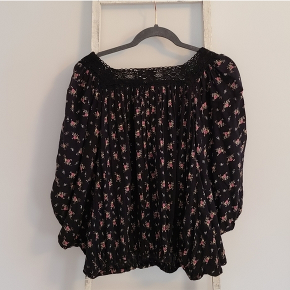 Denim & Supply Ralph Lauren XS oversized floral lace dolman sleeve batwing top - Picture 6 of 6